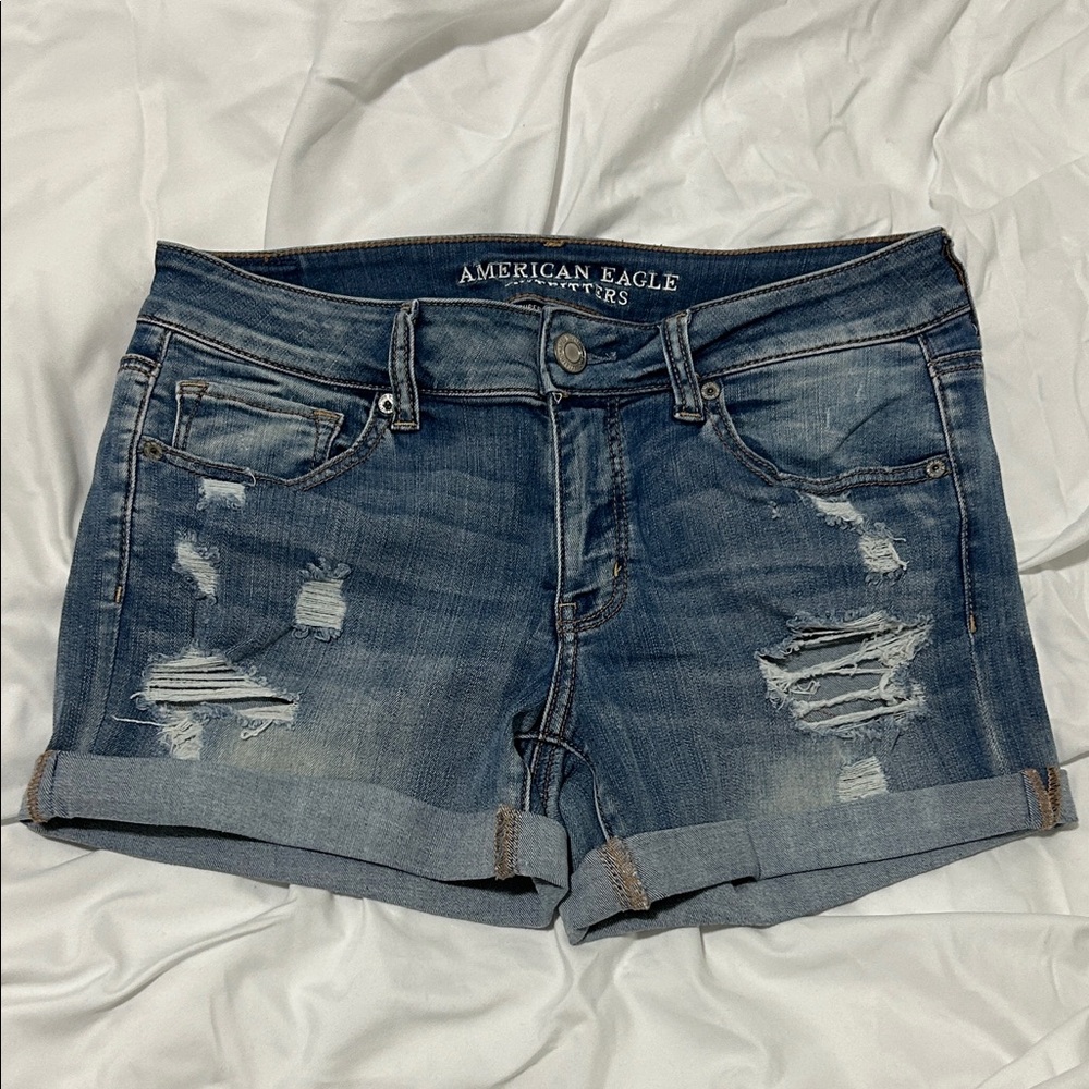 American Eagle Outfitters Distressed Blue Jean Shorts